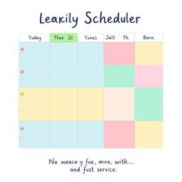 An illustrative schedule design, featuring a colorful weekly planner