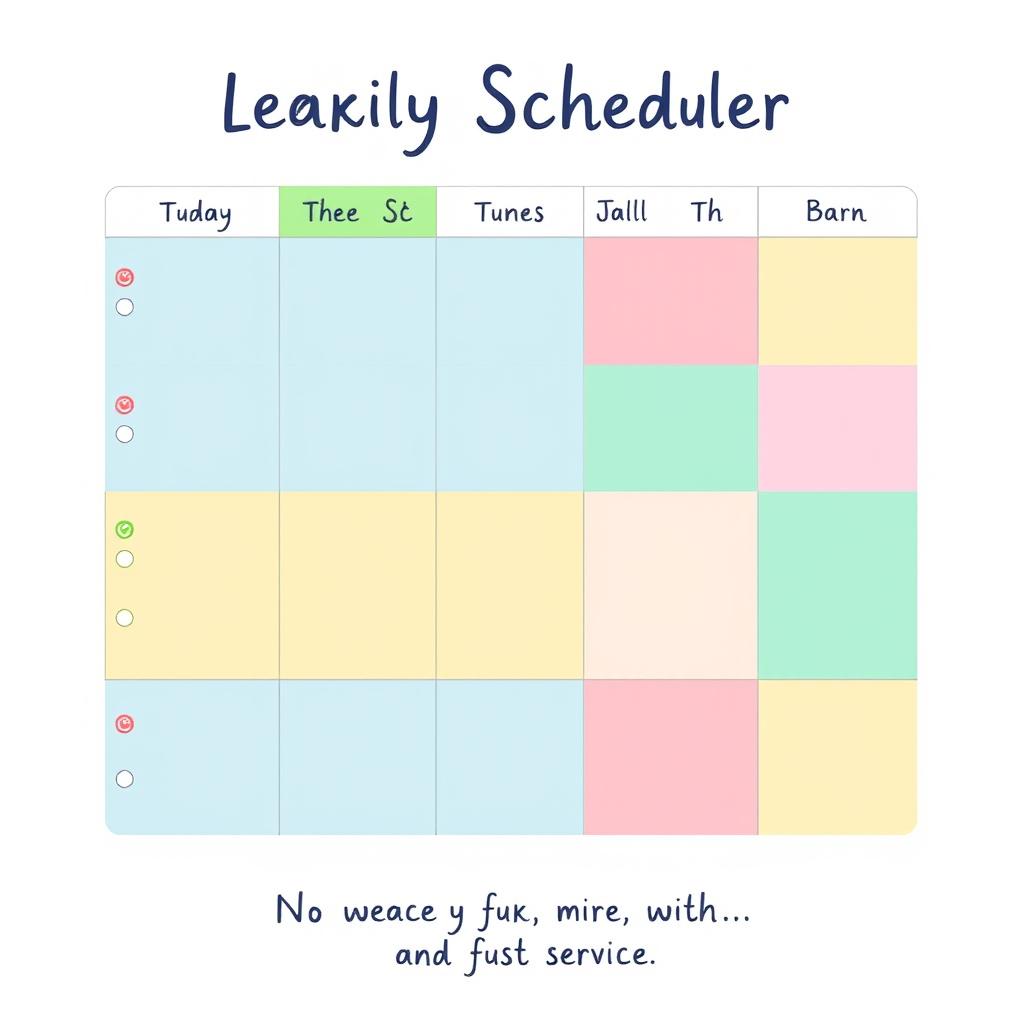 An illustrative schedule design, featuring a colorful weekly planner