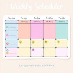 An illustrative schedule design, featuring a colorful weekly planner