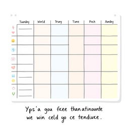 An illustrative schedule design, featuring a colorful weekly planner