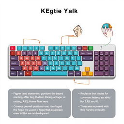 A detailed illustration of a computer keyboard on an A4 sheet of paper, showcasing clearly labeled sections such as alphanumeric keys, function keys, and special keys