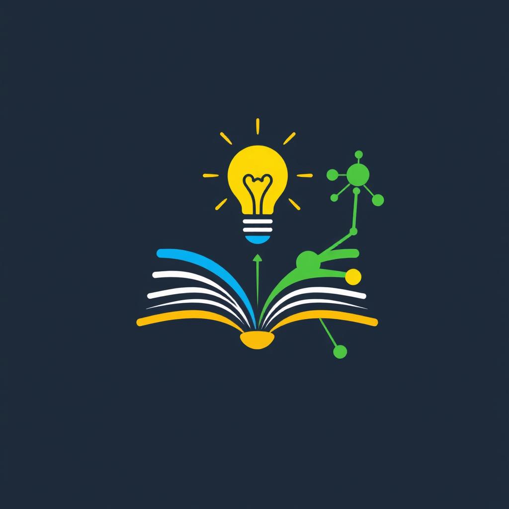 An abstract symbol representing information literacy, combining elements that symbolize knowledge, understanding, and critical thinking