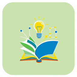 An abstract symbol representing information literacy, combining elements that symbolize knowledge, understanding, and critical thinking