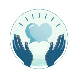An artistic representation of an ethical communication symbol, featuring a dialogue bubble intertwined with a heart, symbolizing compassion and understanding
