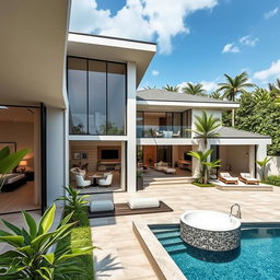 A luxurious house designed with a budget of 15 million pesos, featuring modern architecture with clean lines and an open floor plan