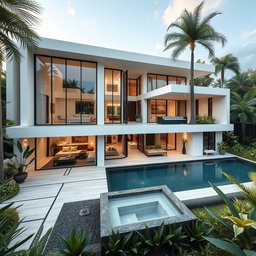 A luxurious house designed with a budget of 15 million pesos, featuring modern architecture with clean lines and an open floor plan