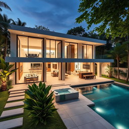 A luxurious house designed with a budget of 15 million pesos, featuring modern architecture with clean lines and an open floor plan
