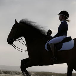 A detailed image of a person riding a beautiful horse, their posture filled with confidence