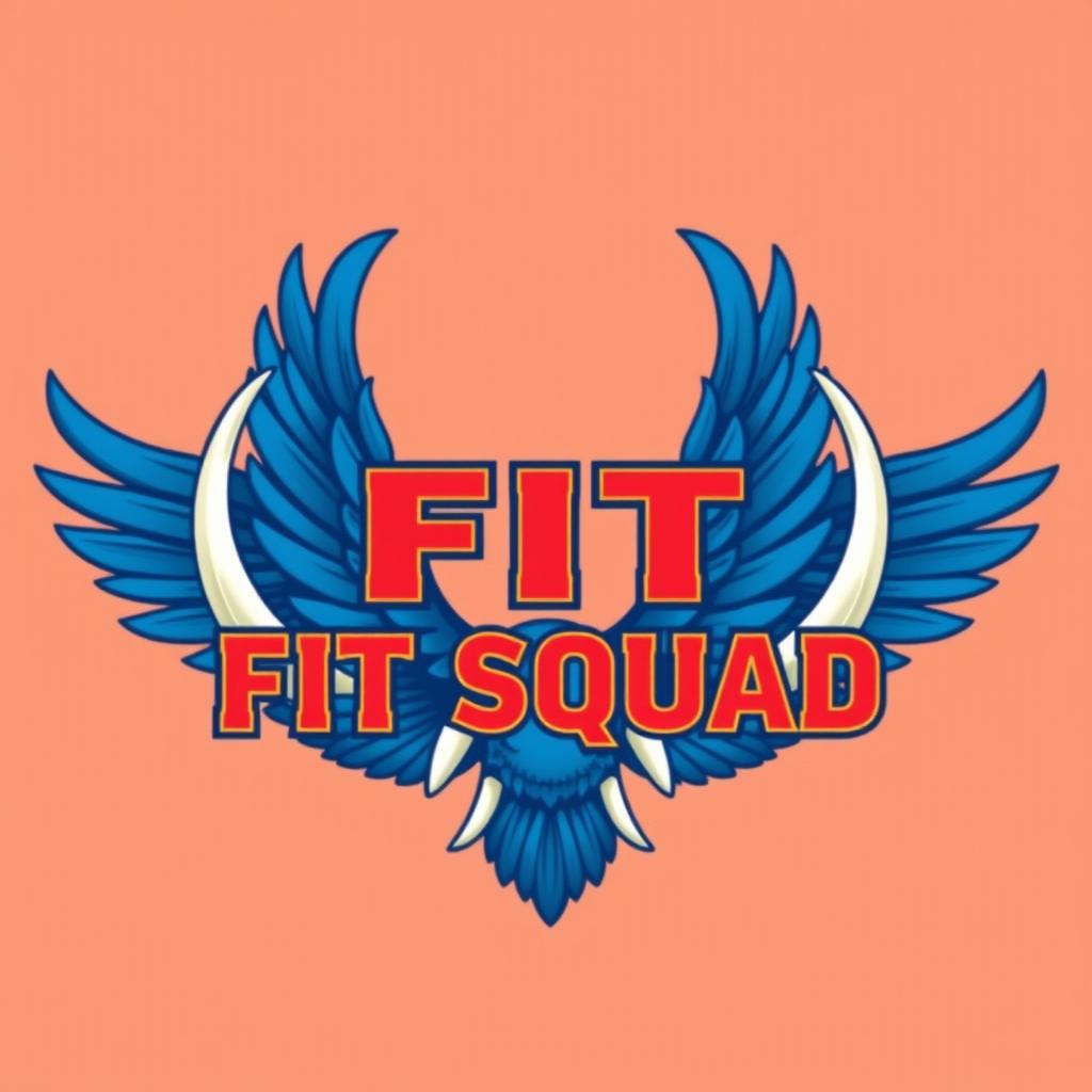 A dynamic and eye-catching poster featuring the name 'FIT SQUAD' prominently displayed at the center