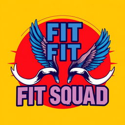 A dynamic and eye-catching poster featuring the name 'FIT SQUAD' prominently displayed at the center