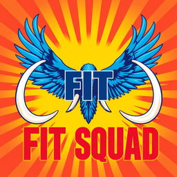 A dynamic and eye-catching poster featuring the name 'FIT SQUAD' prominently displayed at the center