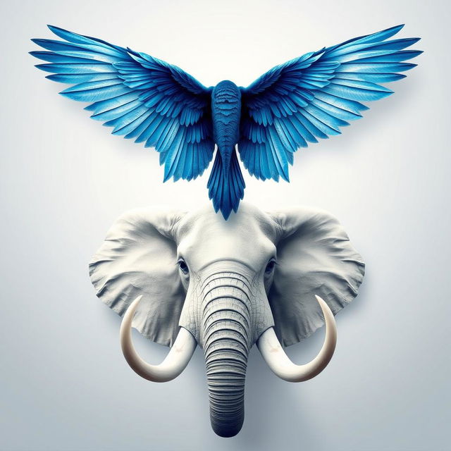 A visually striking poster featuring beautiful blue wings of a bird that represent freedom and elegance, intricately designed and placed at the top of the poster