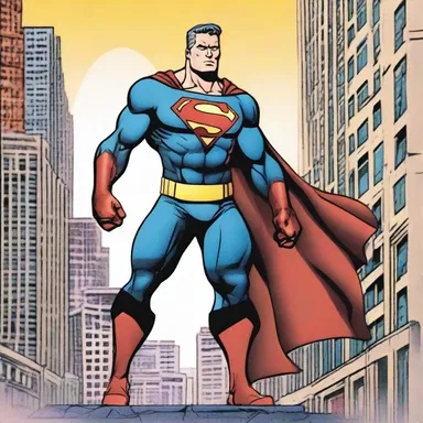 In the comic book universe, the adult male superhero saves the city from villains with his extraordinary abilities.