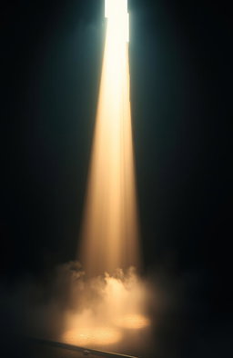 A serene and captivating scene depicting a radiant beam of light piercing through a dark, enigmatic environment