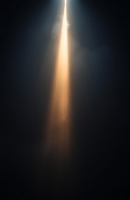 A serene and captivating scene depicting a radiant beam of light piercing through a dark, enigmatic environment