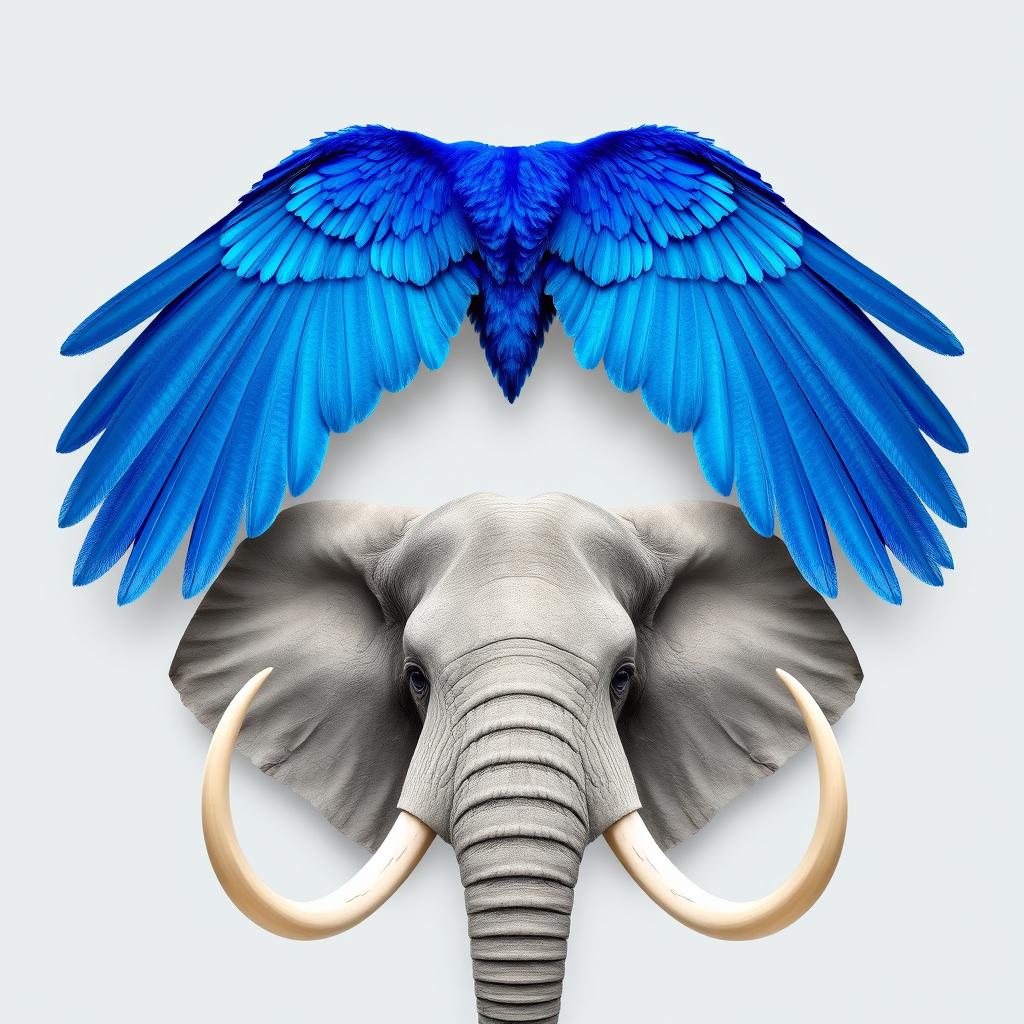 A visually striking poster featuring only the stunning blue wings of a bird elegantly displayed at the top, symbolizing freedom and grace