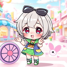 A cute mini character with stylish short hair, wearing a vibrant outfit that complements their energetic personality