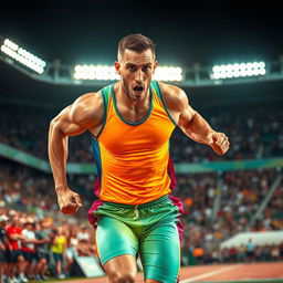 A dynamic and powerful image of an athlete in the middle of an intense moment during a competition