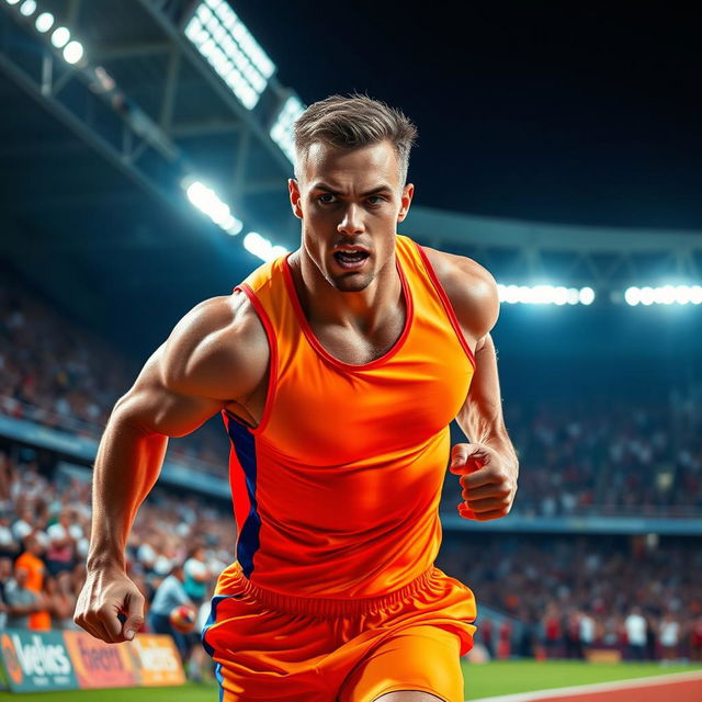 A dynamic and powerful image of an athlete in the middle of an intense moment during a competition