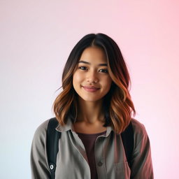 A stylish and modern profile picture for a social media account, featuring a confident young adult with an engaging expression