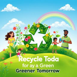 A vibrant and inspirational poster art promoting recycling