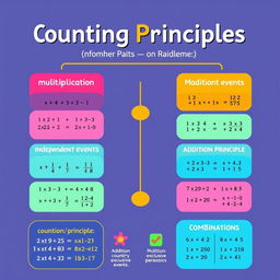 An educational poster illustrating the fundamental counting principles in mathematics