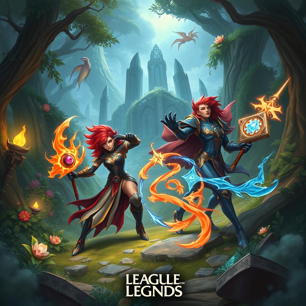 An imaginative scene depicting characters inspired by the League of Legends universe