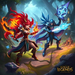 An imaginative scene depicting characters inspired by the League of Legends universe