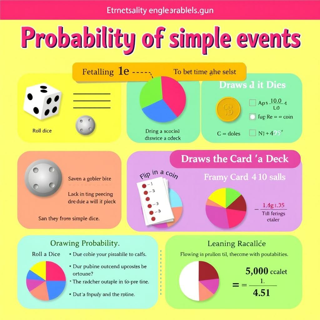An engaging educational infographic illustrating the concept of probability of simple events