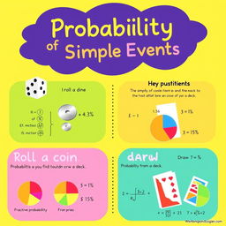 An engaging educational infographic illustrating the concept of probability of simple events