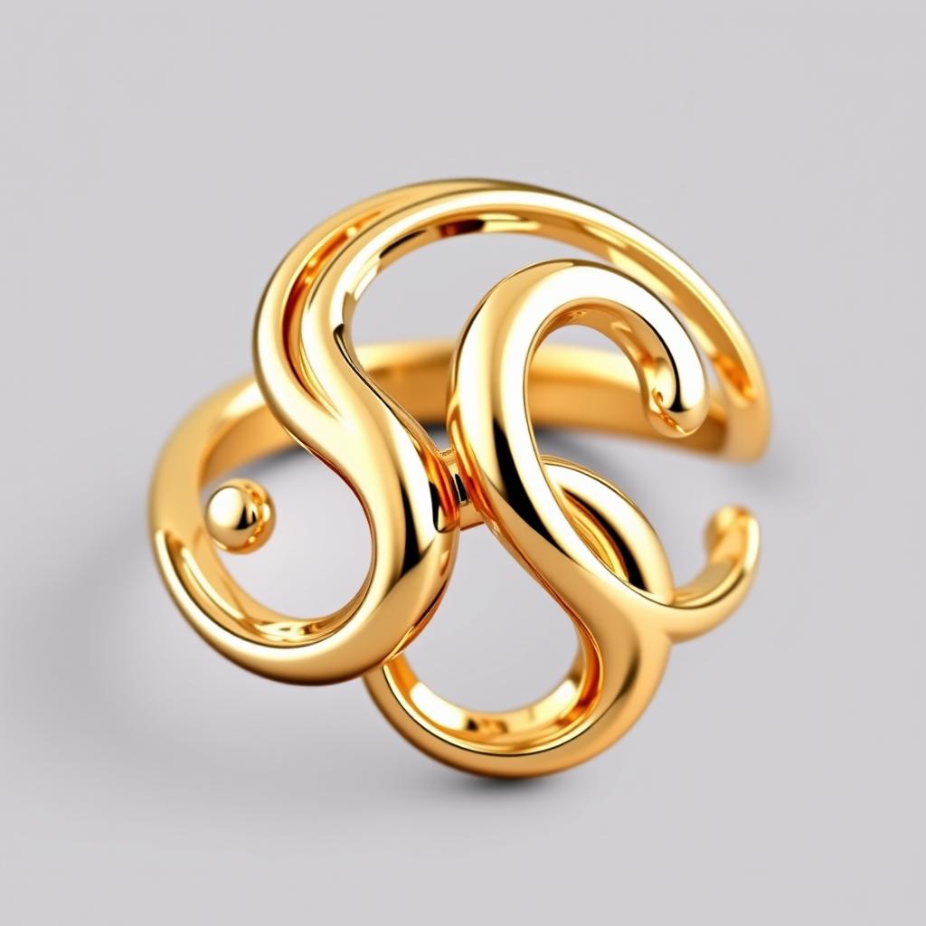 A beautifully crafted ring design featuring two intertwined 'S' shapes, elegantly curving and flowing into one another