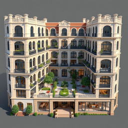 A detailed architectural design of a 50-room dormitory combining European and modern styles