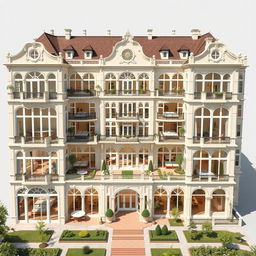 A detailed architectural design of a 50-room dormitory combining European and modern styles