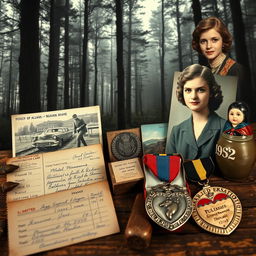 A nostalgic scene depicting a dense forest, creating a sense of mystery and history