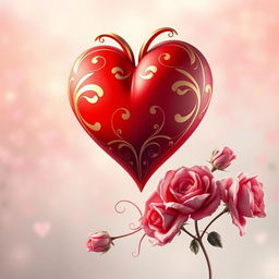 A classical heart symbol used to represent emotions, artistically rendered in a romantic style
