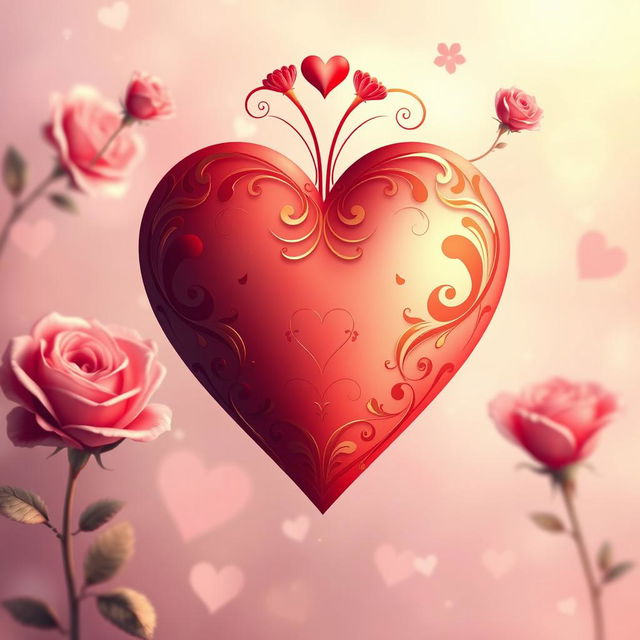 A classical heart symbol used to represent emotions, artistically rendered in a romantic style
