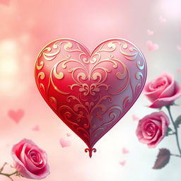 A classical heart symbol used to represent emotions, artistically rendered in a romantic style