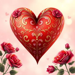 A classical heart symbol used to represent emotions, artistically rendered in a romantic style