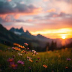 A beautifully captured scene depicting a serene landscape with a vibrant sunset