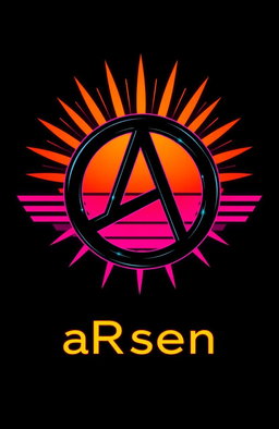 A striking image featuring a black background dominated by a bold anarchy symbol, rendered in a vivid cyberpunk style