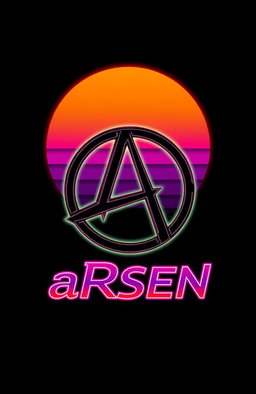 A striking image featuring a black background dominated by a bold anarchy symbol, rendered in a vivid cyberpunk style