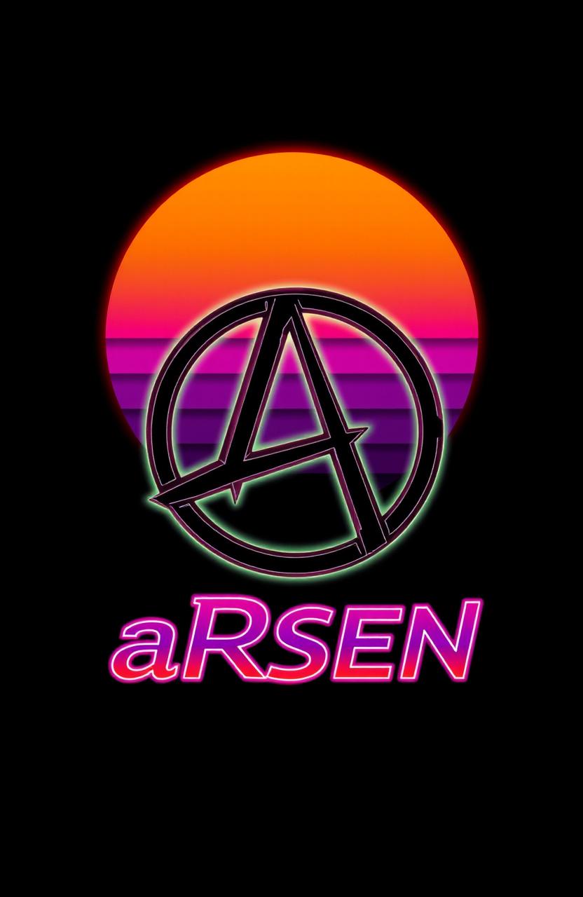 A striking image featuring a black background dominated by a bold anarchy symbol, rendered in a vivid cyberpunk style