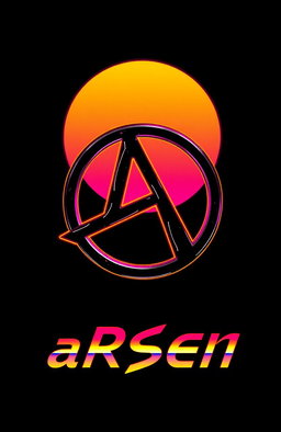 A striking image featuring a black background dominated by a bold anarchy symbol, rendered in a vivid cyberpunk style