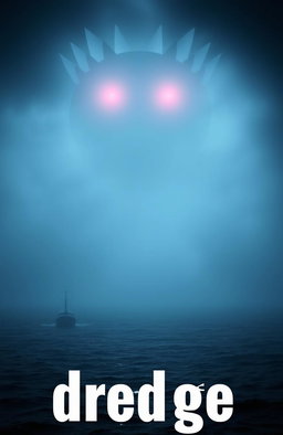 A small ship sailing at night in the open ocean, surrounded by thick fog