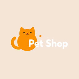 A simplistic and modern pet shop logo featuring a stylized orange cat
