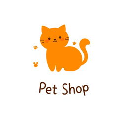 A simplistic and modern pet shop logo featuring a stylized orange cat