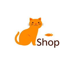 A simplistic and modern pet shop logo featuring a stylized orange cat