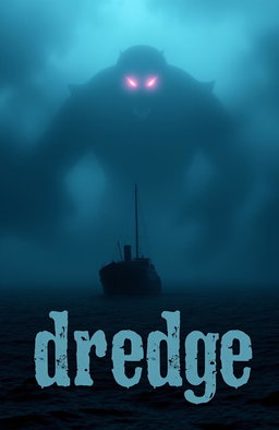 A small ship sailing at night in the open ocean enveloped in thick fog