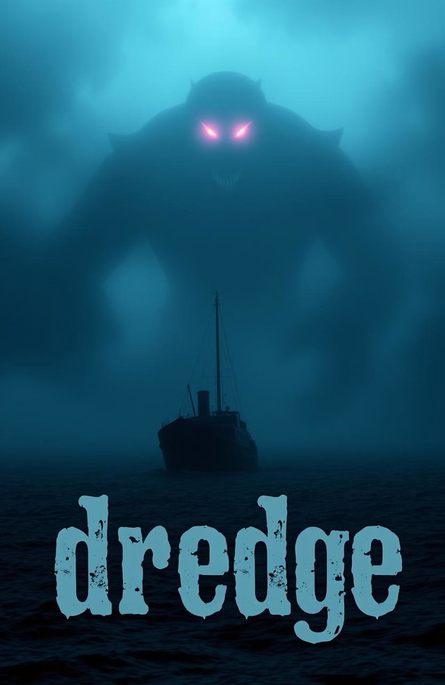 A small ship sailing at night in the open ocean enveloped in thick fog