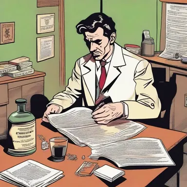 The detective novel revolves around a case of adulteration, where the protagonist uncovers a scandal involving contaminated pharmaceutical drugs.
